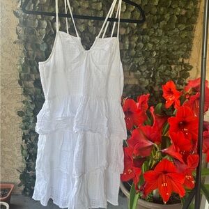 American Eagle Outfitters White Tiered Mini Sundress